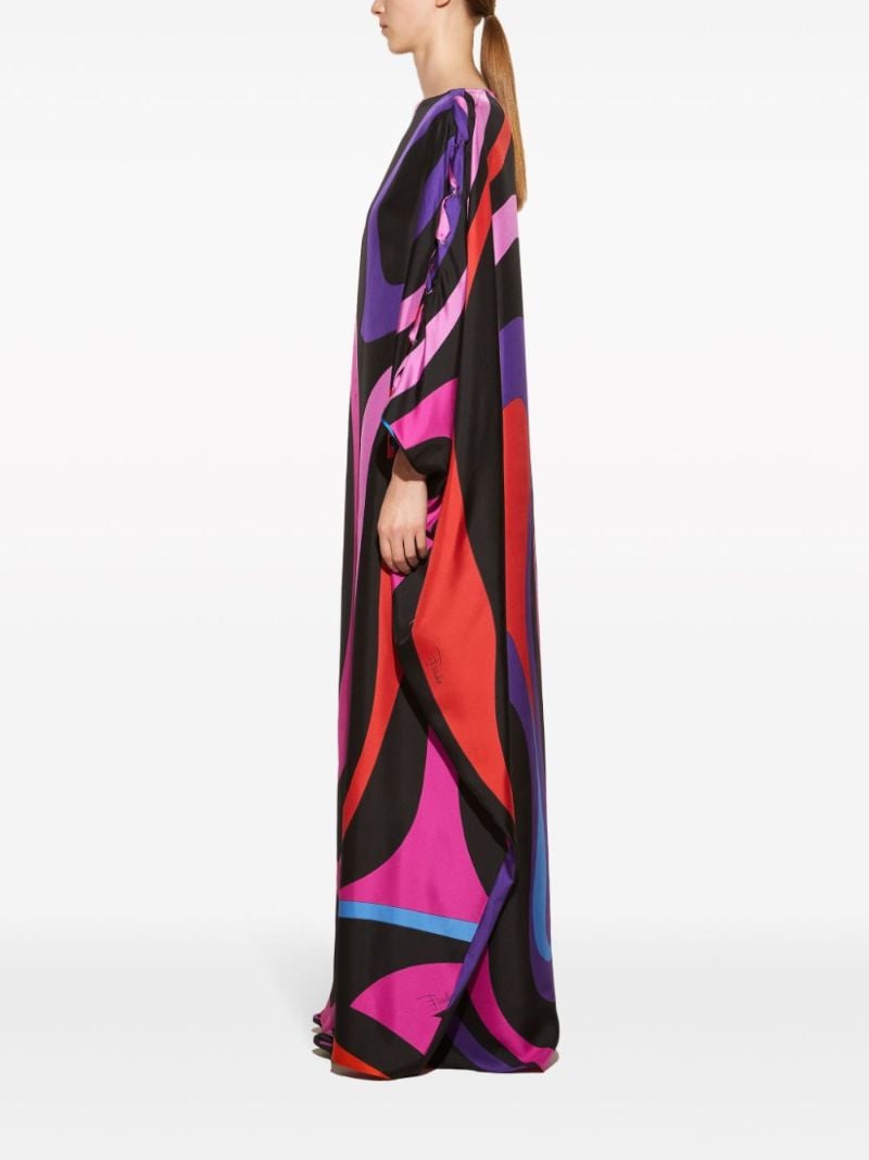 Pink Marmo-print Silk Dress