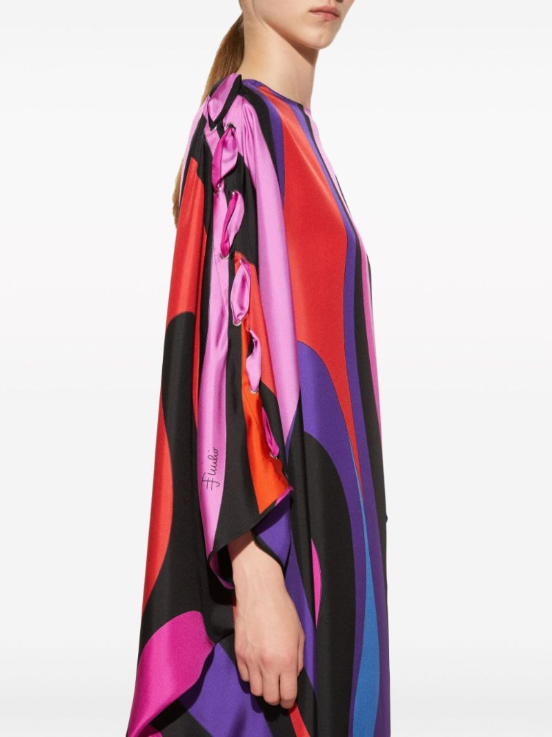 Pink Marmo-print Silk Dress