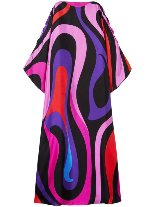 Pink Marmo-print Silk Dress