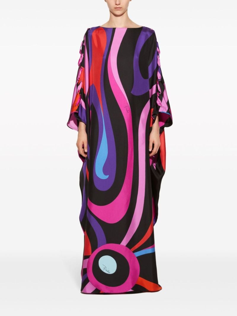 Pink Marmo-print Silk Dress