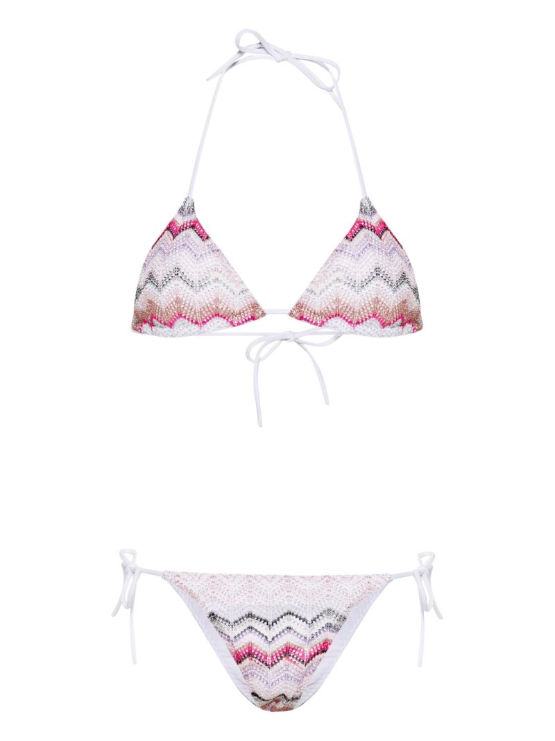 White Zigzag Crochet Bikini
