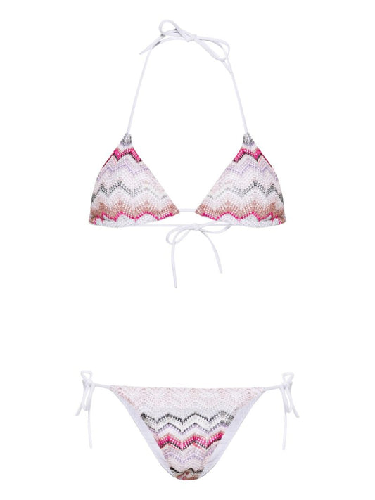 White Zigzag Crochet Bikini