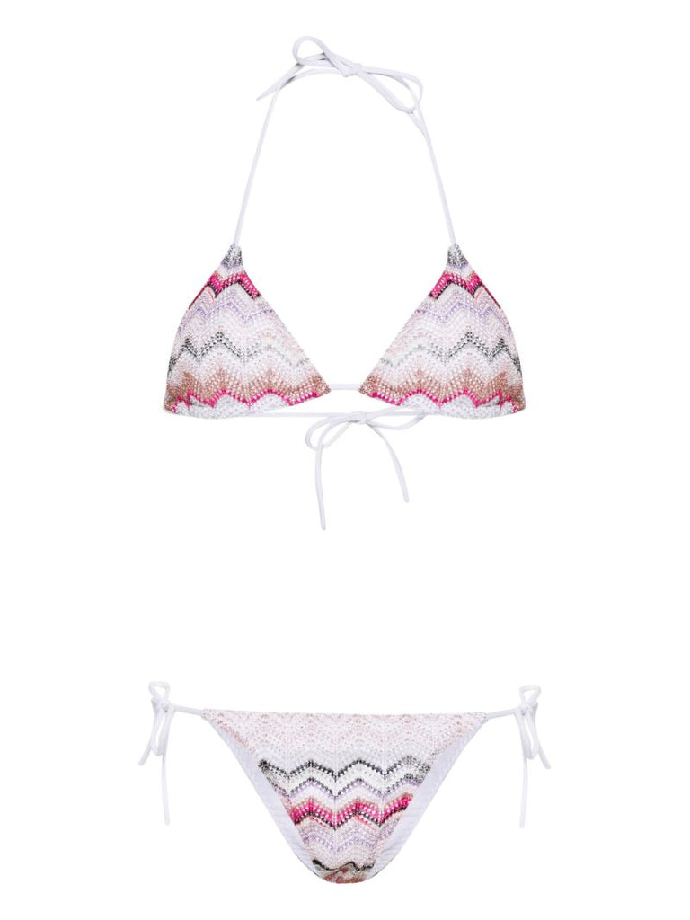 White Zigzag Crochet Bikini