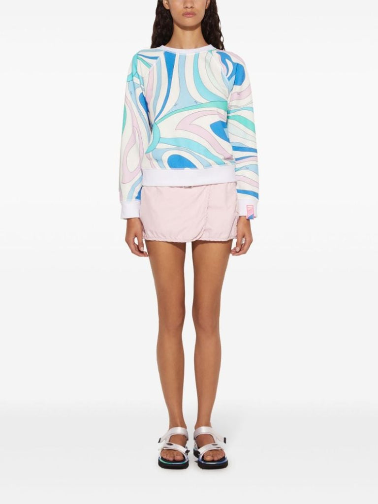 White Marmo Print Cotton Sweatshirt