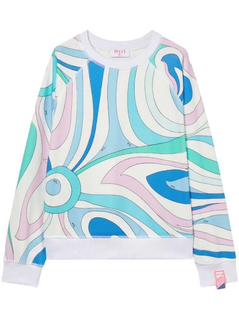 White Marmo Print Cotton Sweatshirt