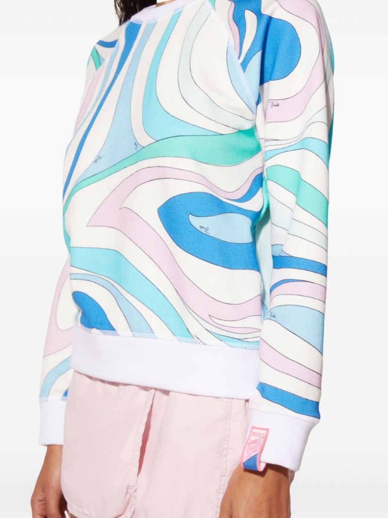 White Marmo Print Cotton Sweatshirt
