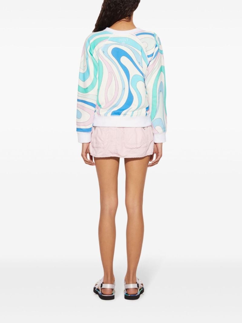White Marmo Print Cotton Sweatshirt