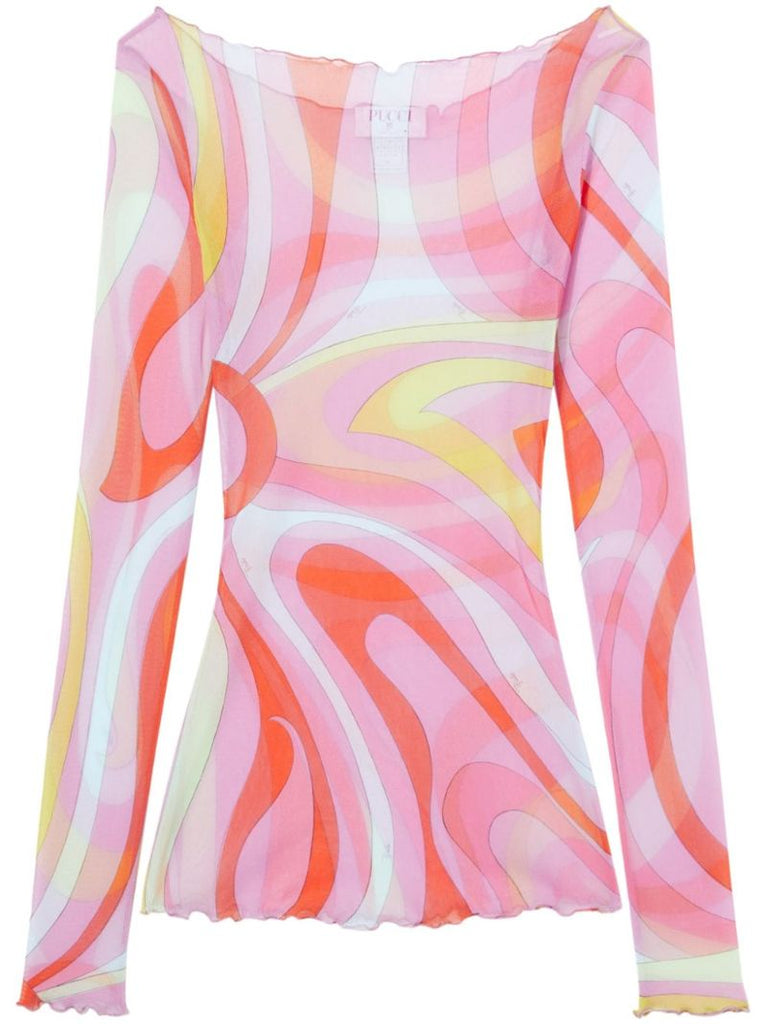 Pink Marmo Mesh Top