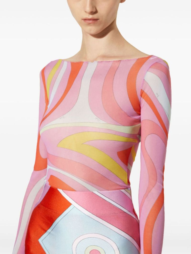 Pink Marmo Mesh Top