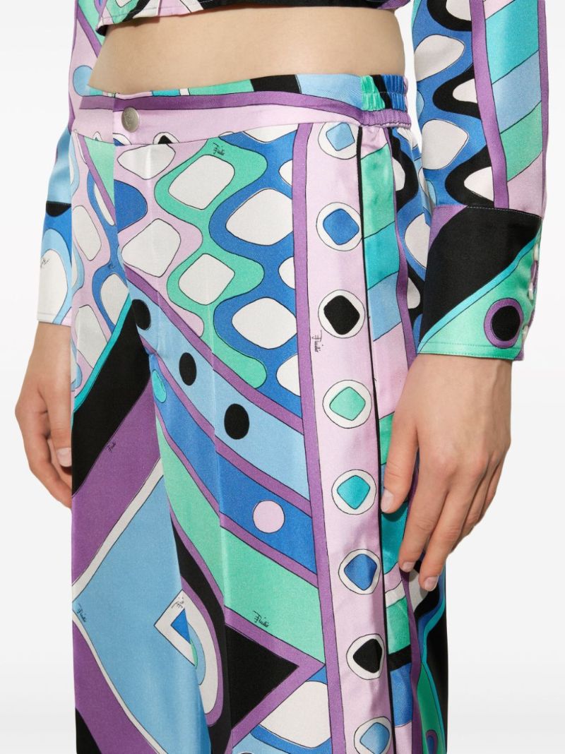 Blue Vivara-print Silk Trousers