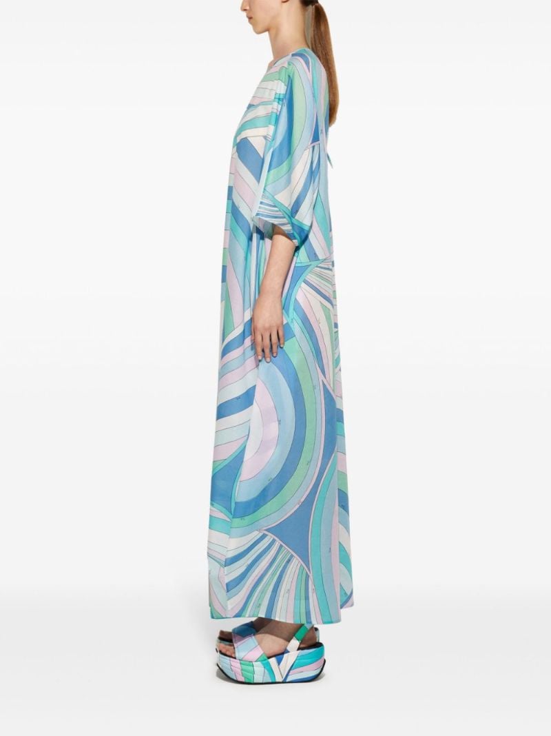 Blue Iride Print Cotton Kaftan Dress