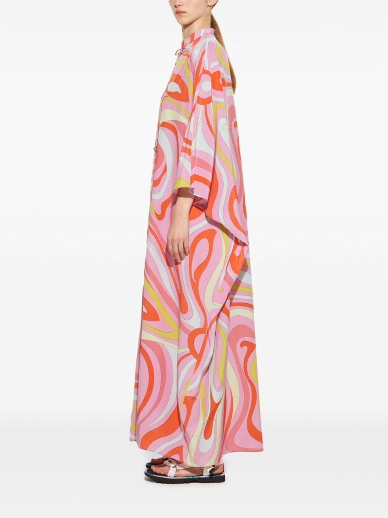 Pink Marmo-print Silk Dress