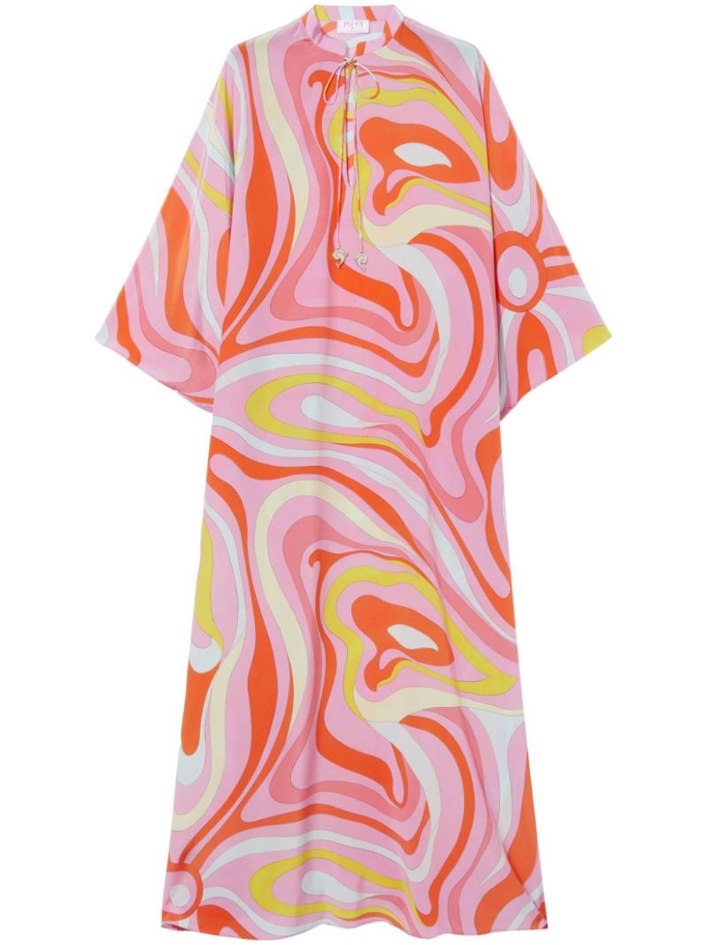 Pink Marmo-print Silk Dress