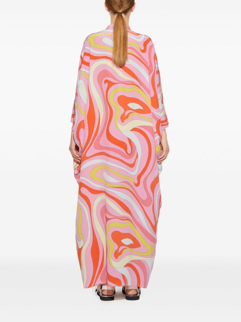Pink Marmo-print Silk Dress