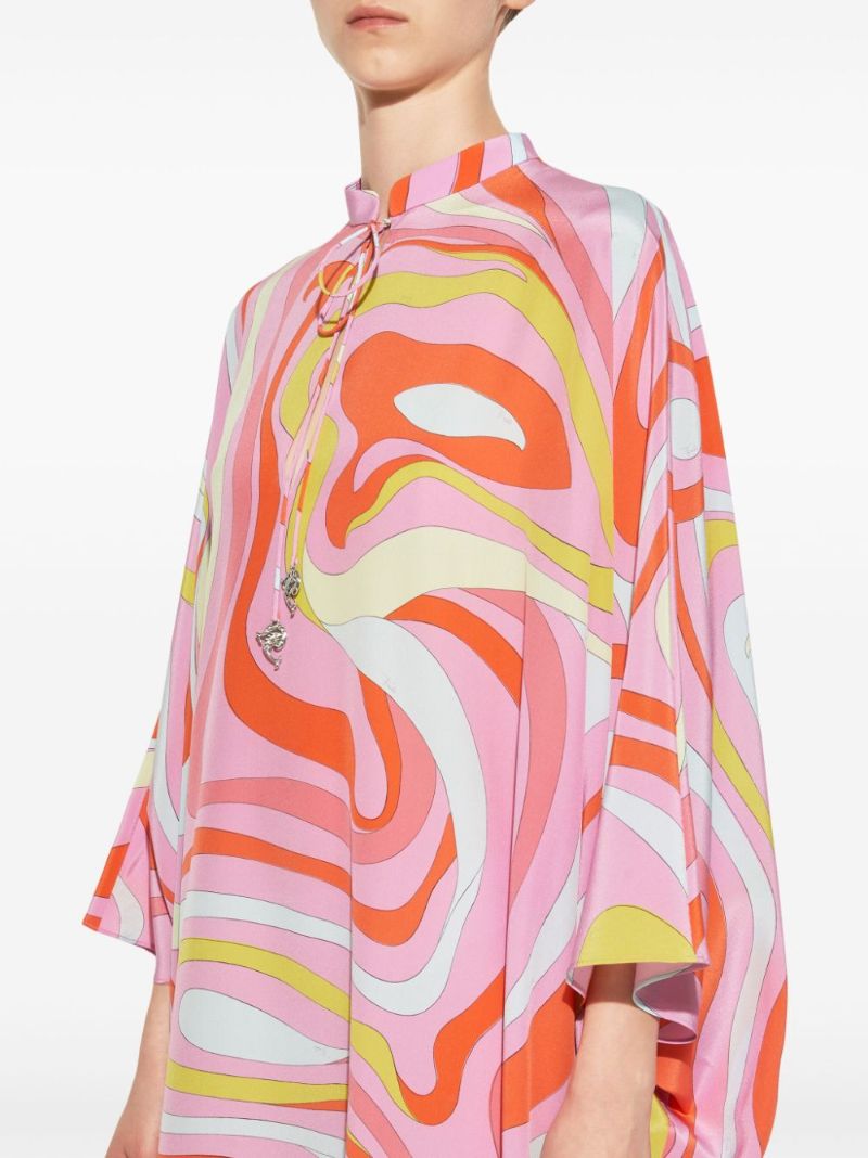 Pink Marmo-print Silk Dress