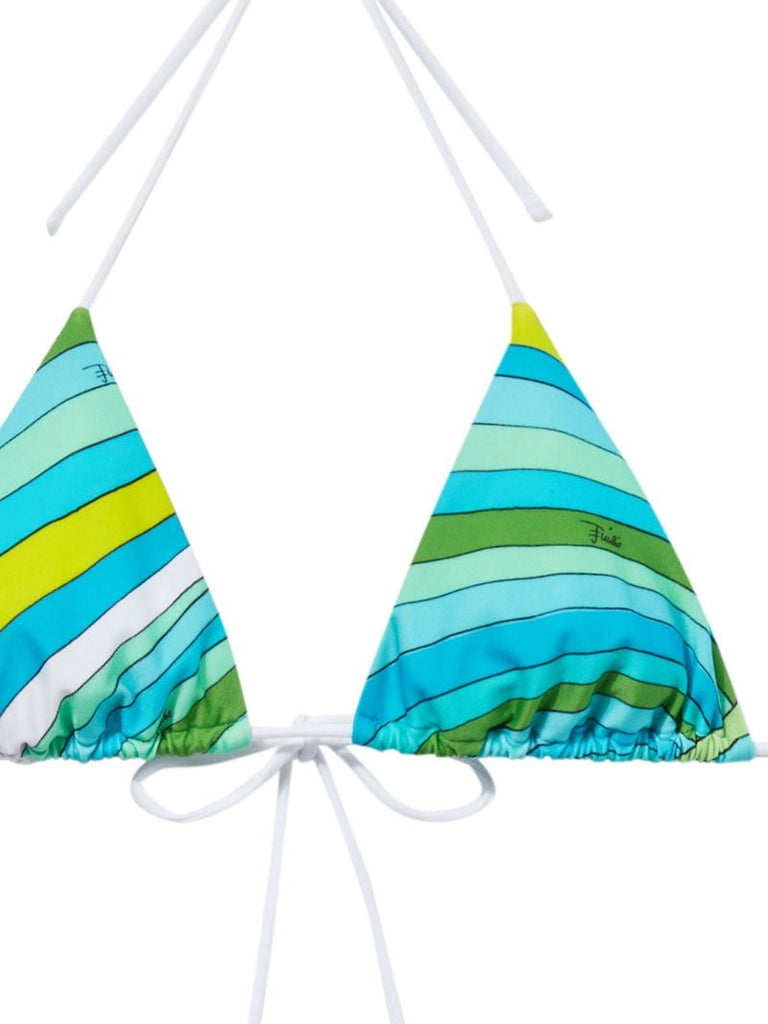 Blue Iride Print Triangle Bikini Top