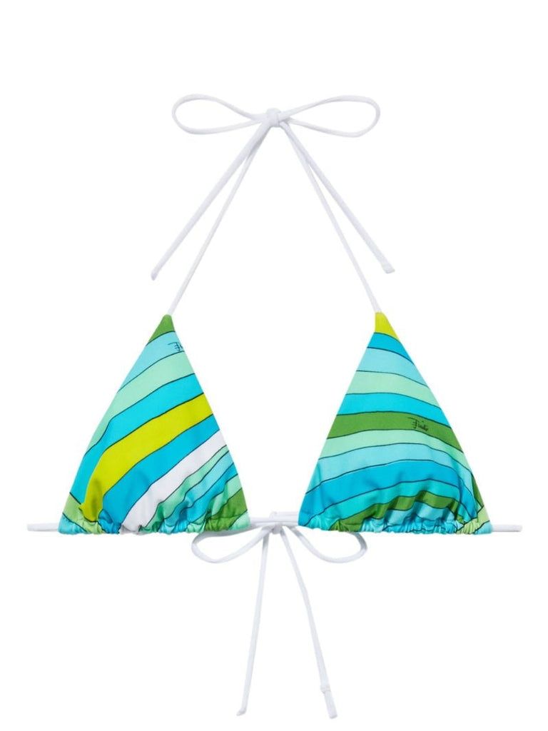 Blue Iride Print Triangle Bikini Top