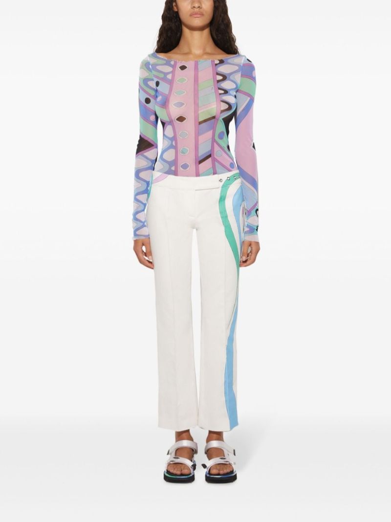 Blue Vivara Print Mesh Top