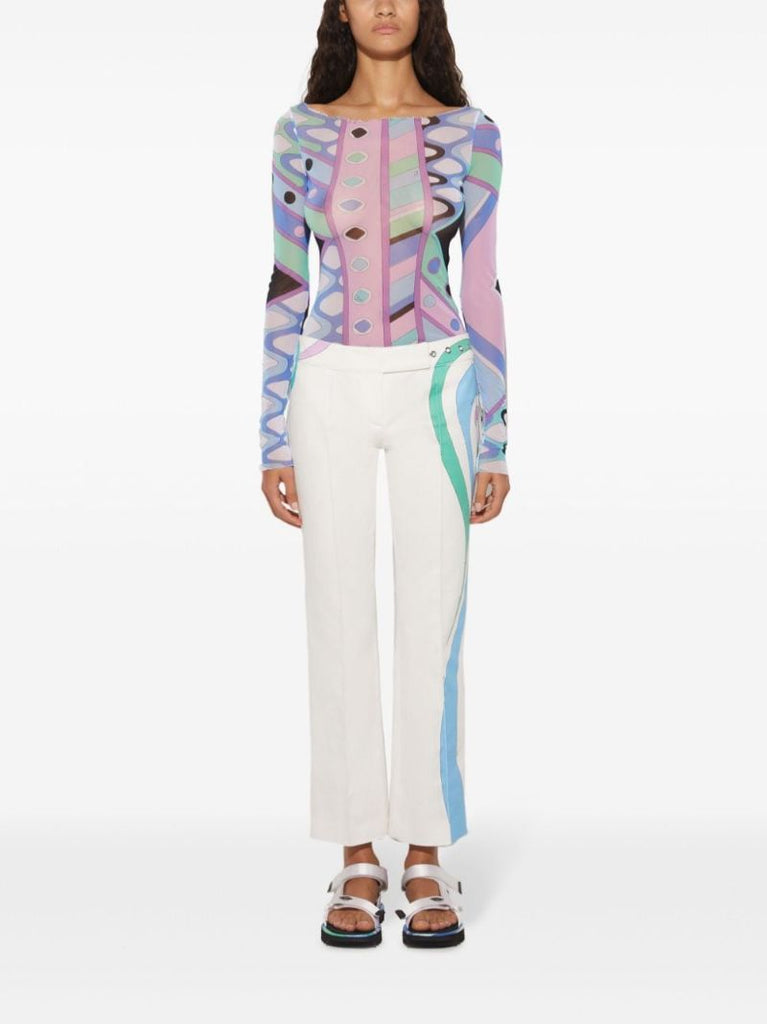 Blue Vivara Print Mesh Top