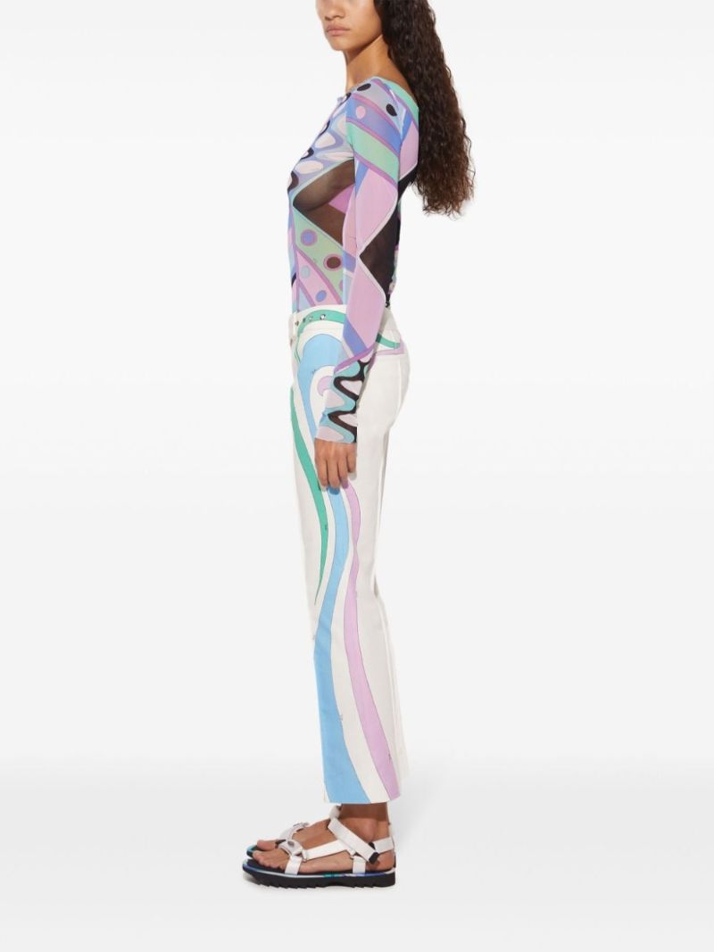 Blue Vivara Print Mesh Top