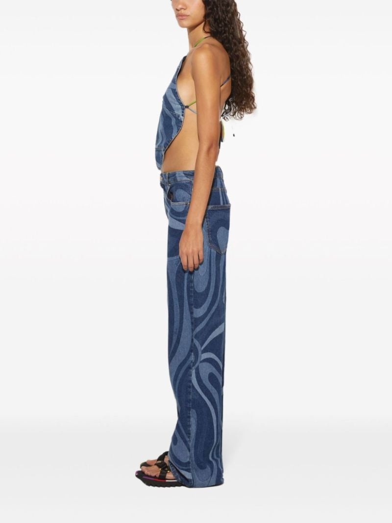 Blue Marmo-print Denim Top