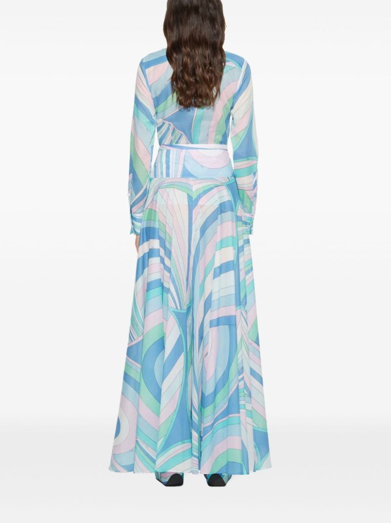 Blue Iride Print Maxi Skirt