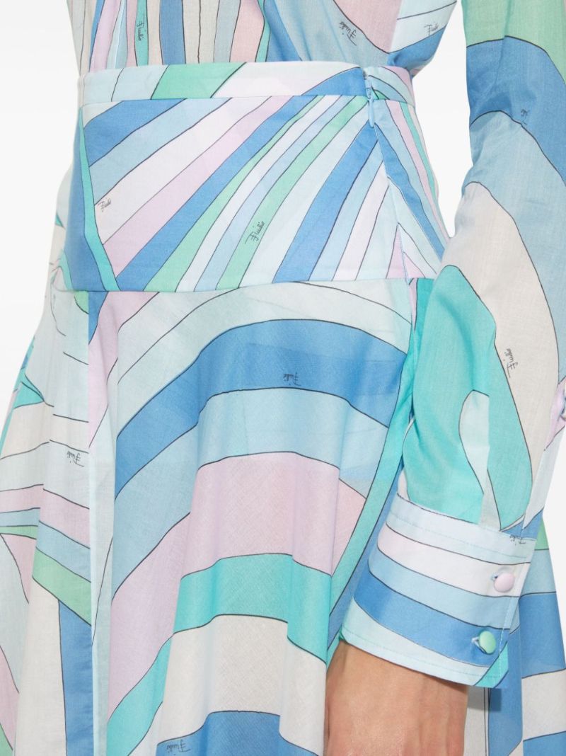 Blue Iride Print Maxi Skirt