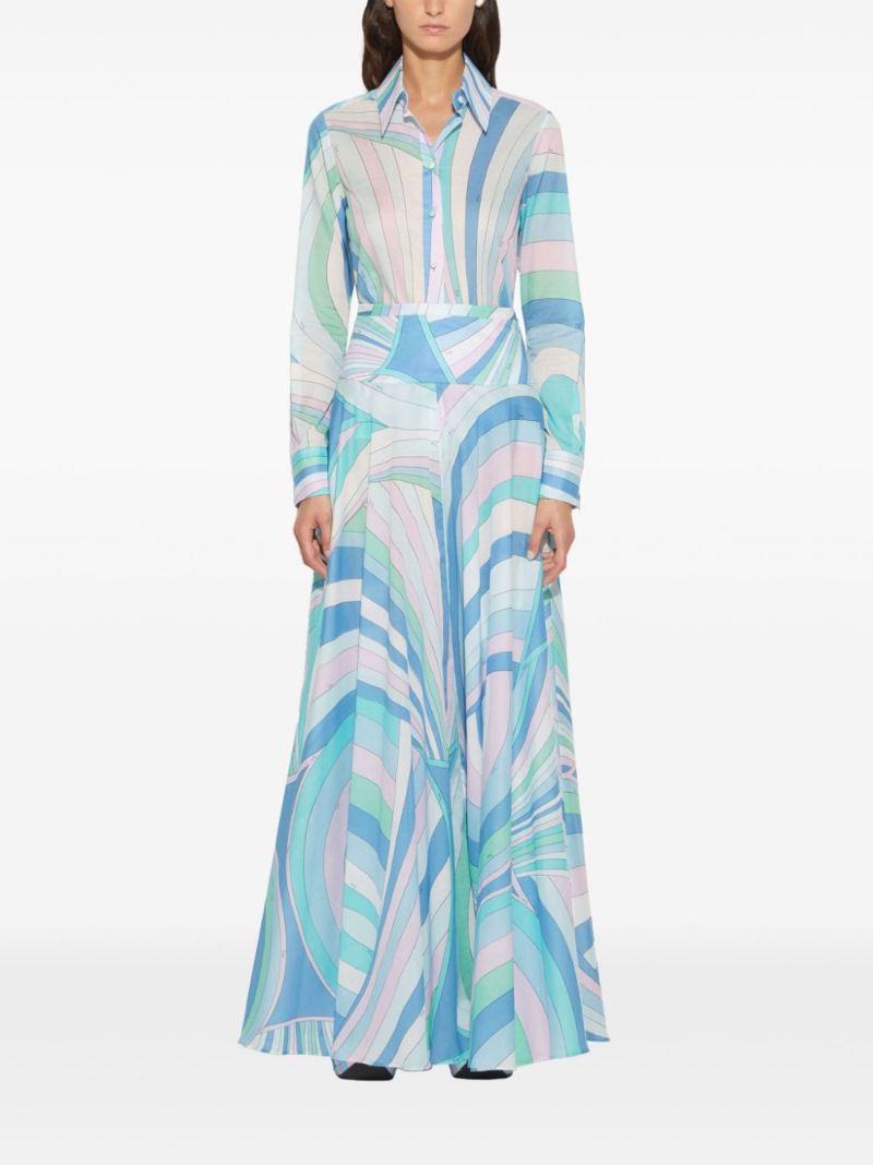 Blue Iride Print Maxi Skirt