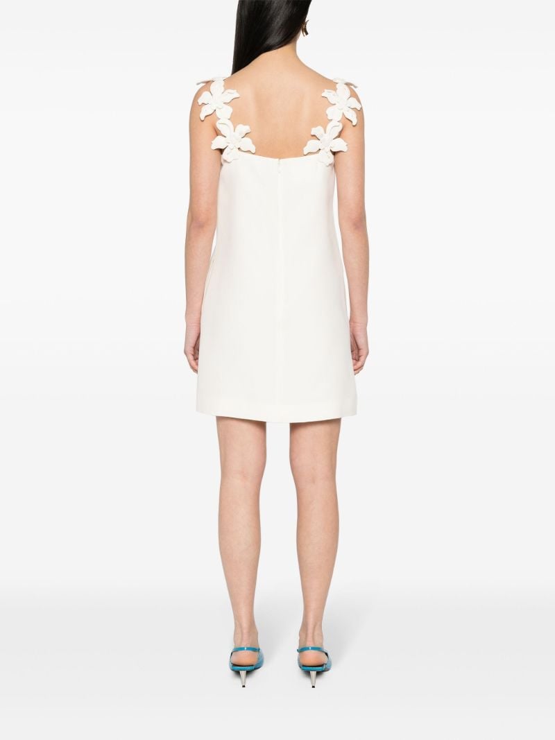 White Floral-appliquÃ_x0083_Â© Mini Dress