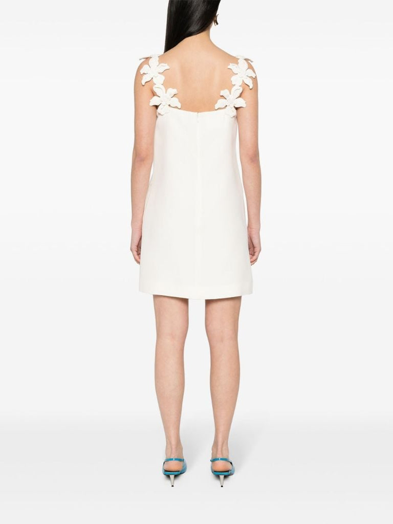 White Floral-appliquÃ_x0083_Â© Mini Dress