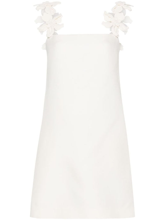 White Floral-appliquÃ_x0083_Â© Mini Dress
