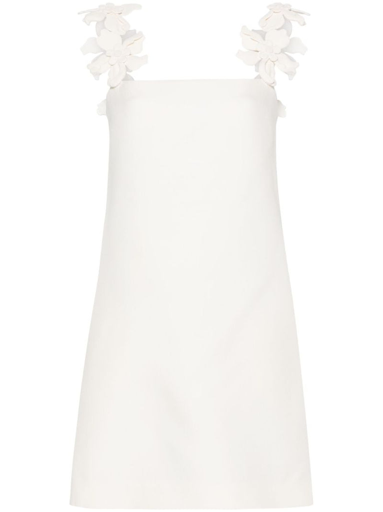 White Floral-appliquÃ_x0083_Â© Mini Dress