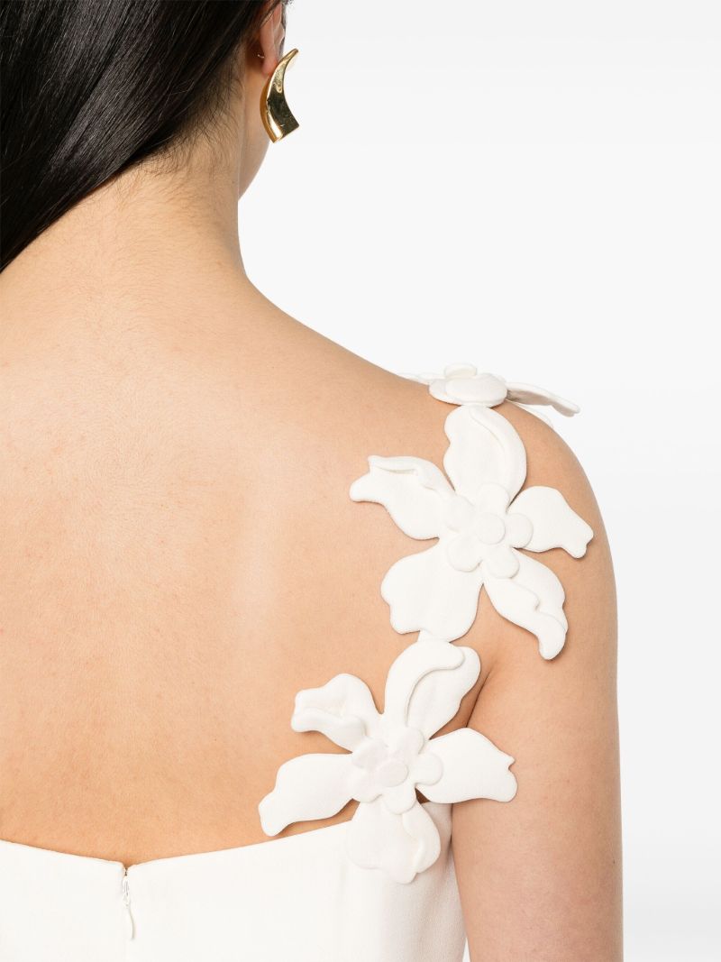 White Floral-appliquÃ_x0083_Â© Mini Dress