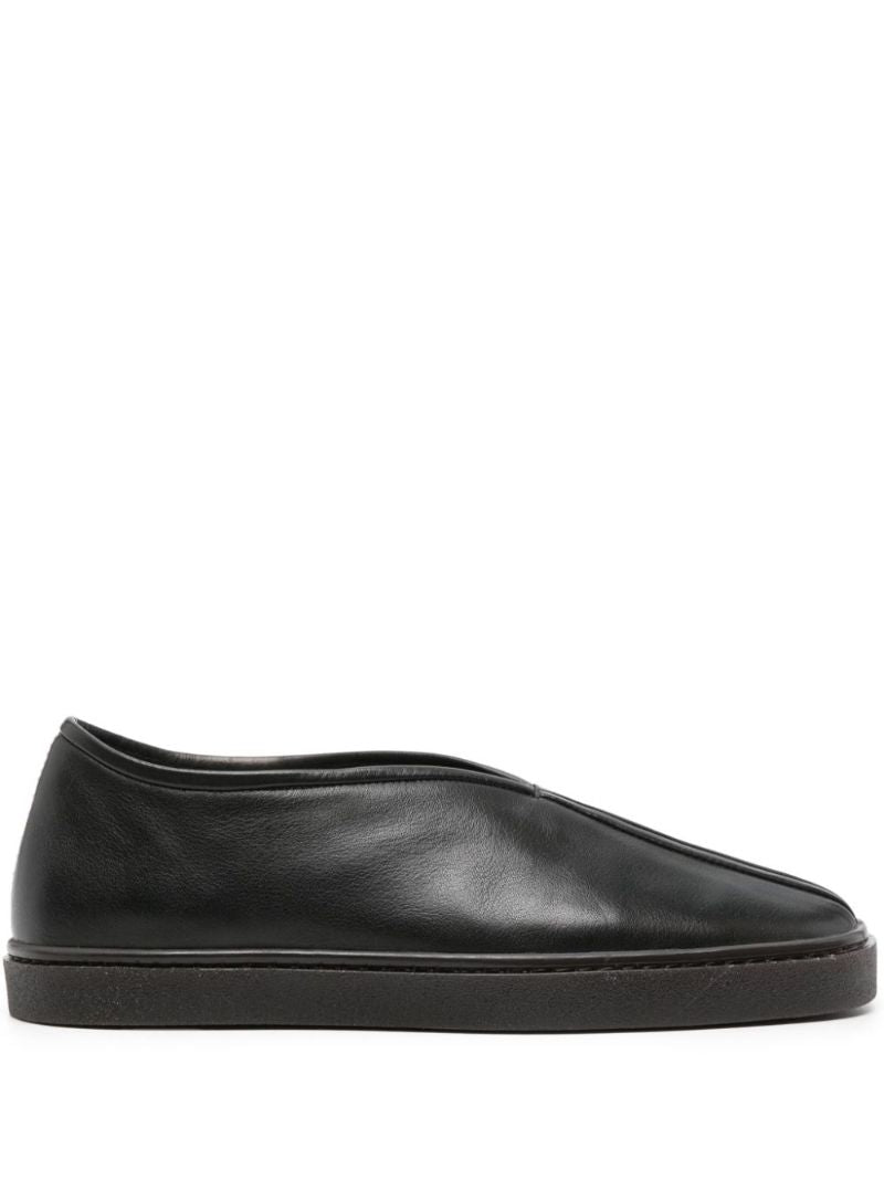 Black Piped Leather Sneakers