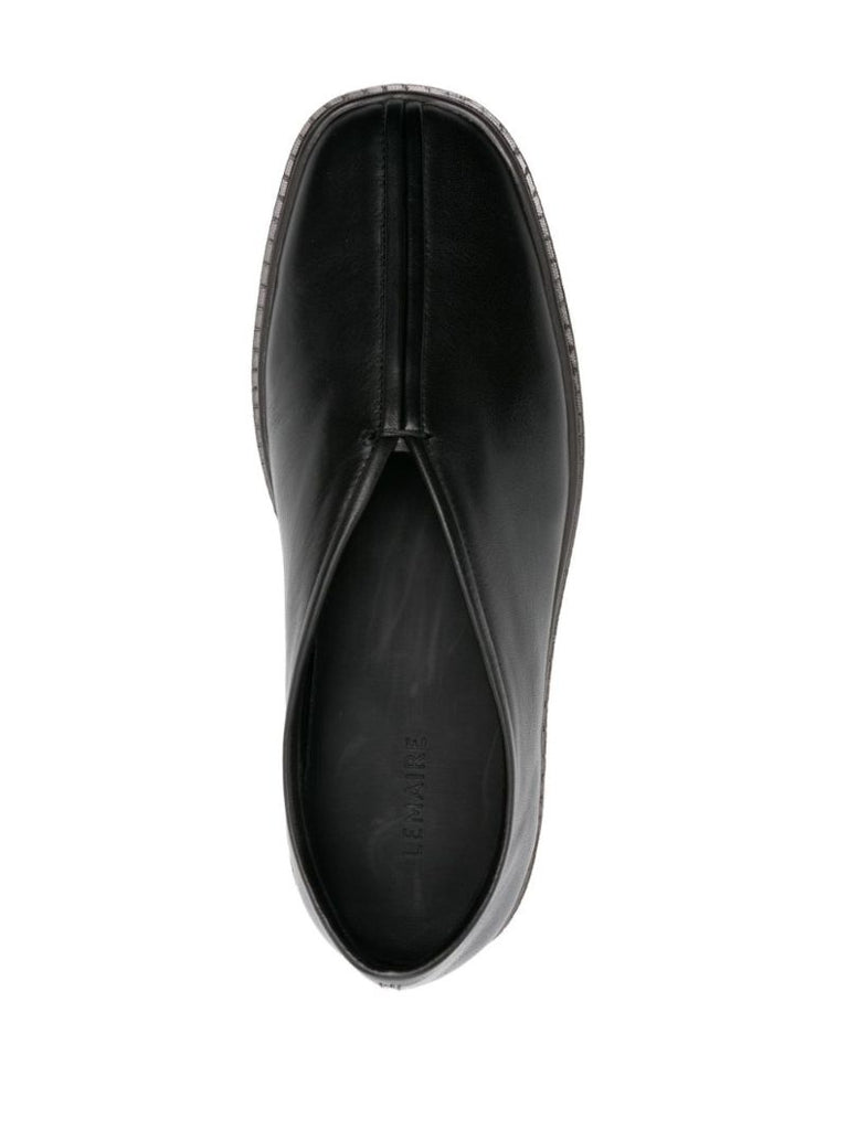 Black Piped Leather Sneakers