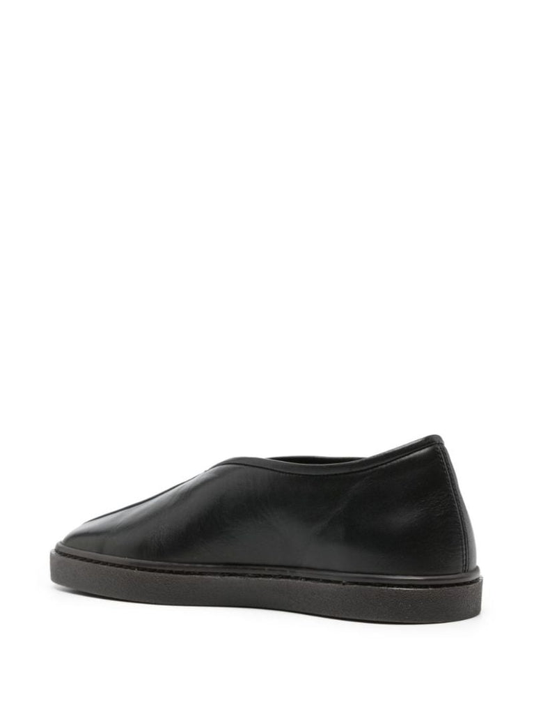 Black Piped Leather Sneakers