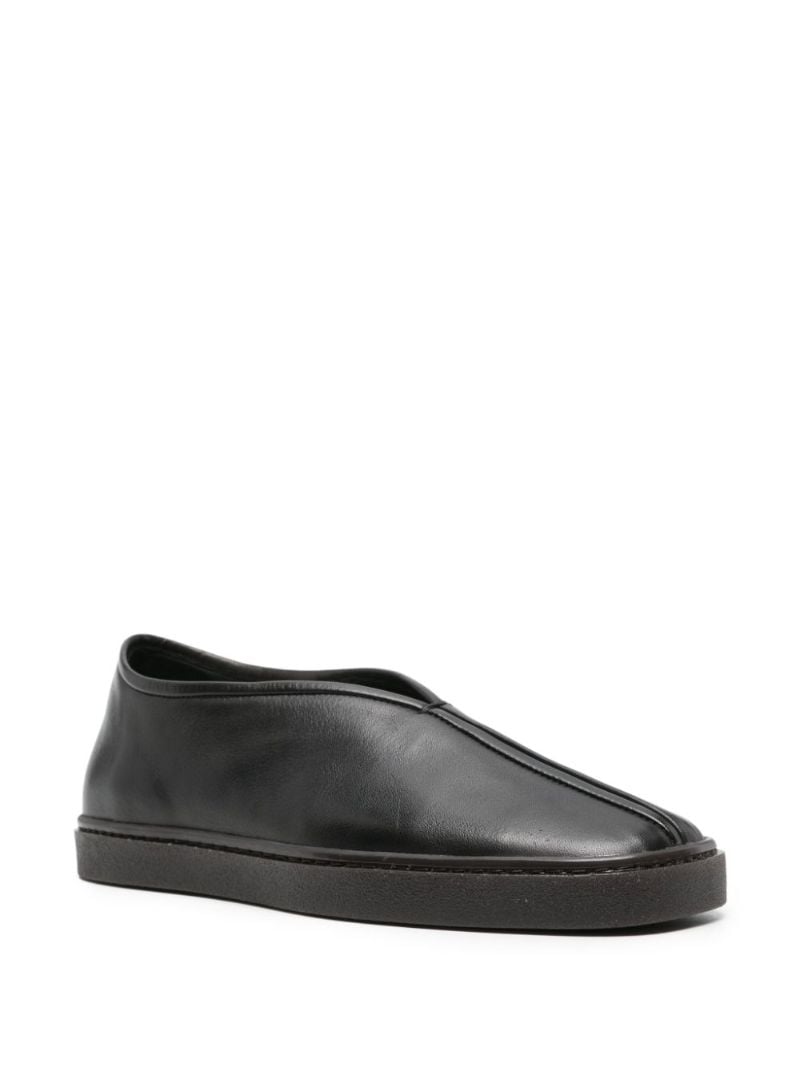 Black Piped Leather Sneakers