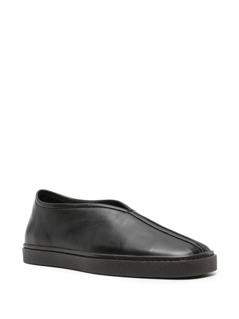 Black Piped Leather Sneakers