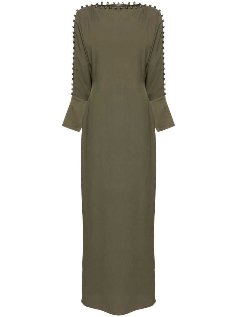 Green Button-embellished Gown