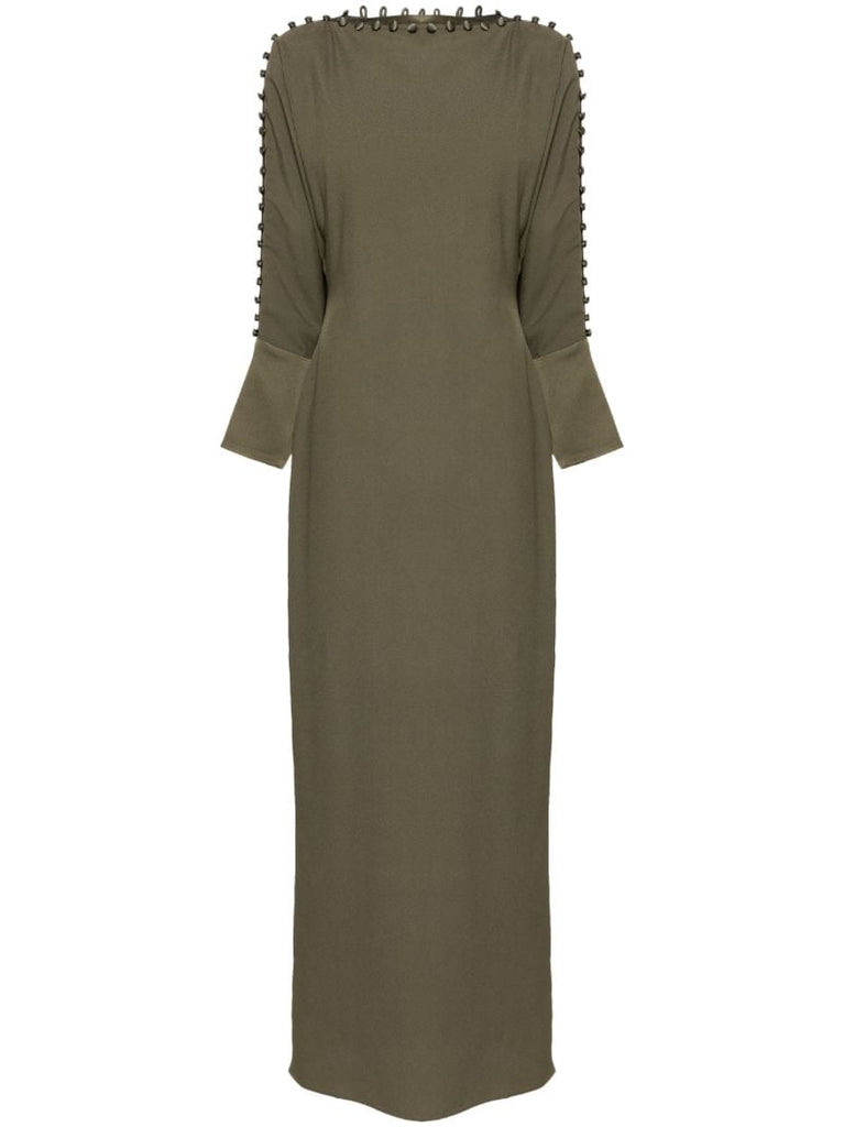 Green Button-embellished Gown
