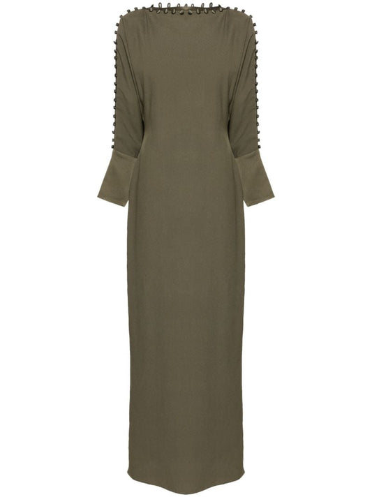 Green Button-embellished Gown