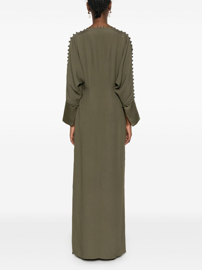 Green Button-embellished Gown