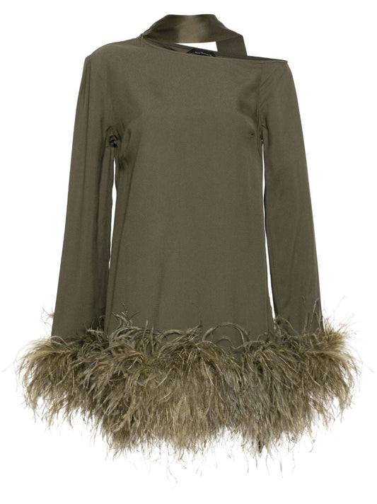 Green Gina Feather-trimmed Dress
