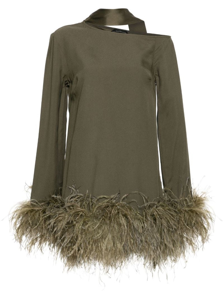 Green Gina Feather-trimmed Dress