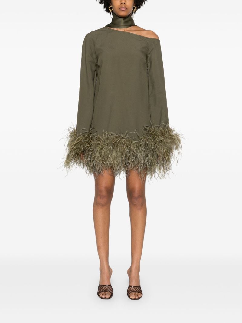 Green Gina Feather-trimmed Dress