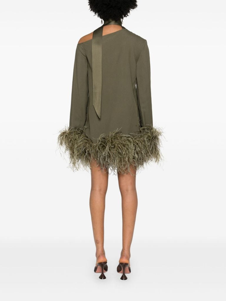 Green Gina Feather-trimmed Dress