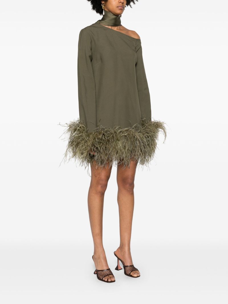 Green Gina Feather-trimmed Dress