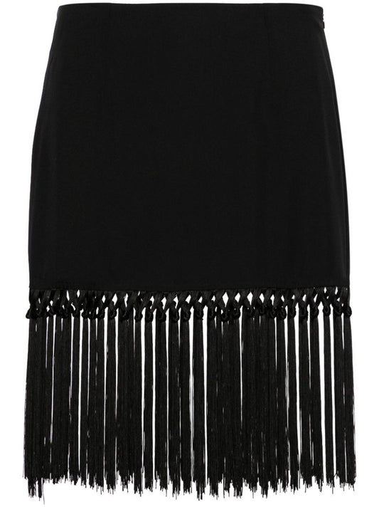 Black Fringed Pencil Skirt
