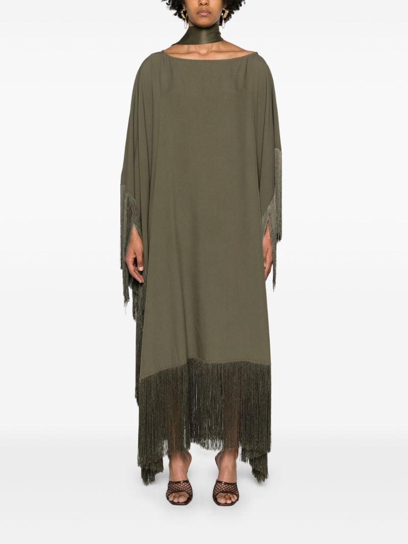 Green Tevere Fringed Kaftan Dress
