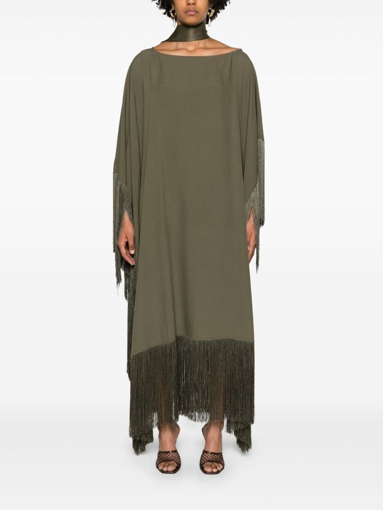 Green Tevere Fringed Kaftan Dress